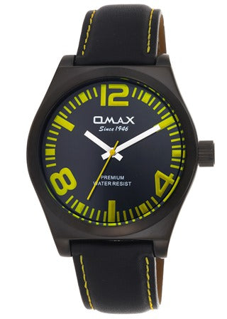 Omax t-FB02M22Y Leather Men's Watch